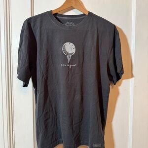 Life Is Good Men's Charcoal Gray T-Shirt Golf Tee Large